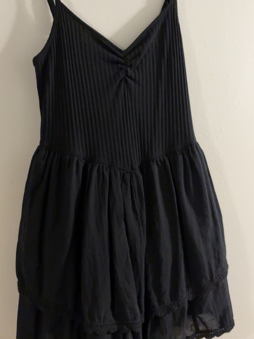 Aerie Black Tiered Sundress with Spaghetti Straps